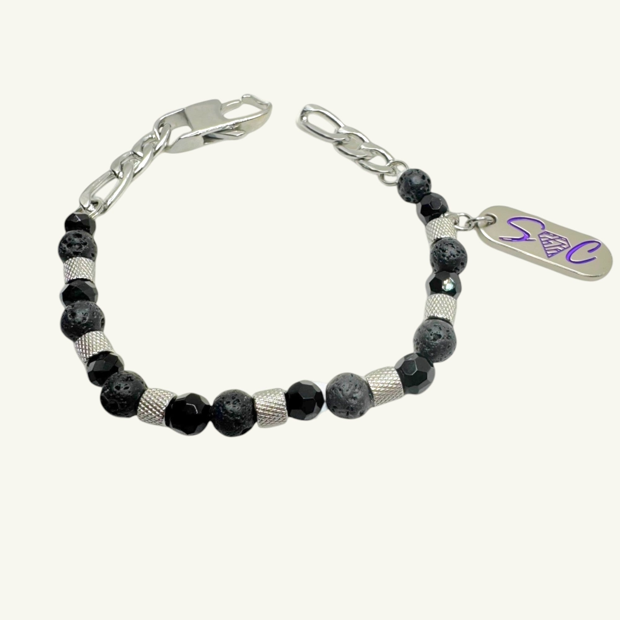 Bracciale onice sfaccettato con pietra lavica Sharifa Crystals